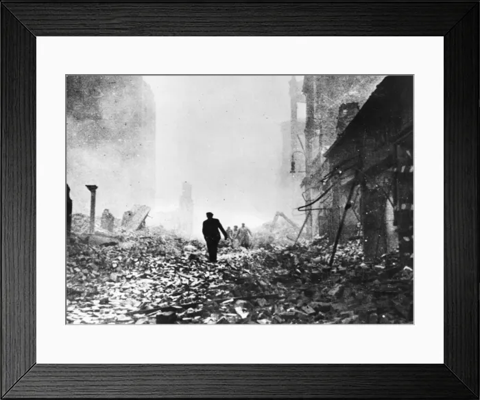 Framed Print : Hamburg in ruins. Germany. The RAF and USaF bombers practically obliterated