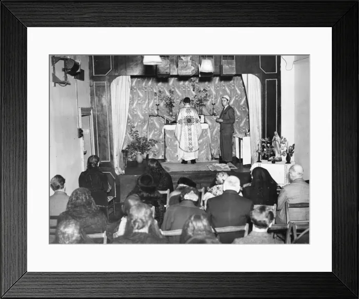 Framed Print : A London Soho Club is turned into a church at the time of The Blitz over Great Britain