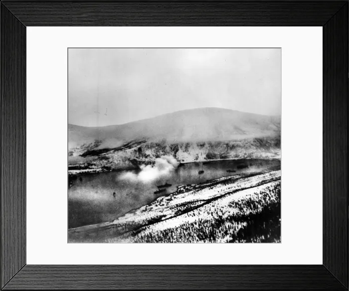 Framed Print : HMS Cossack (close to the wreck of the German transport in foreground Framed Print : HMS Cossack (close to the wreck of the German transport in foreground