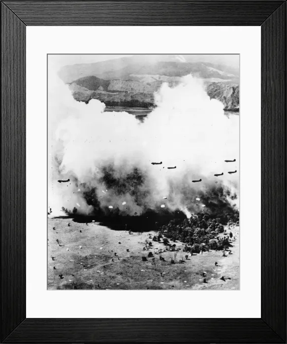 Framed Print : US Army paratroopers capture a Japanese air strip at Lae, Papua New Guinea Framed Print : US Army paratroopers capture a Japanese air strip at Lae, Papua New Guinea