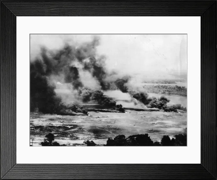 Framed Print : Air attack on the Japanese airfield at Hollandia (Jaypura Framed Print : Air attack on the Japanese airfield at Hollandia (Jaypura