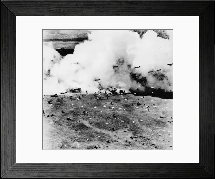Framed Print : US Army paratroopers capture a Japanese air strip at Lae, Papua New Guinea Framed Print : US Army paratroopers capture a Japanese air strip at Lae, Papua New Guinea