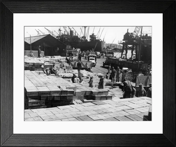 Framed Print : Supplies from Great Britain and the USA arrive in the Middle East Framed Print : Supplies from Great Britain and the USA arrive in the Middle East