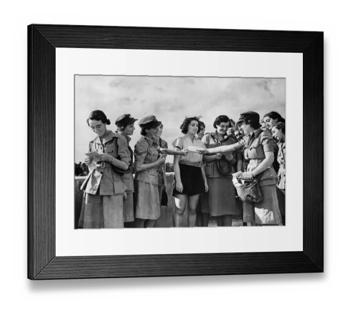 Framed Print : British ATS women in the Middle East, getting letters from home. November 1942 Framed Print : British ATS women in the Middle East, getting letters from home. November 1942