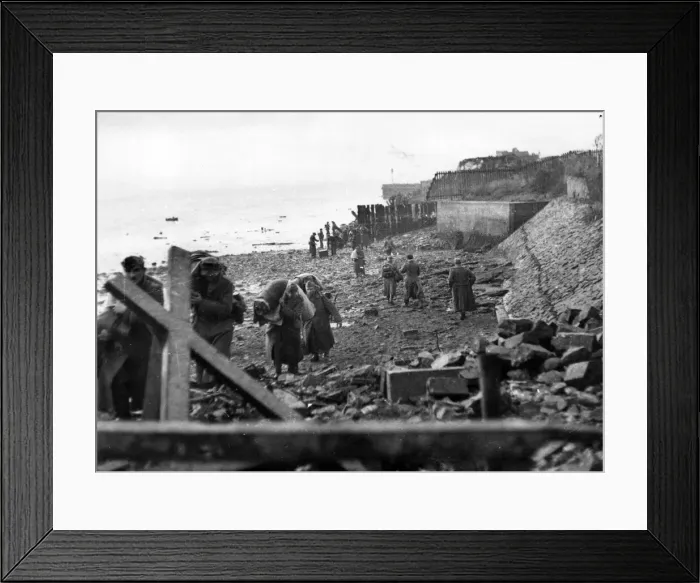Framed Print : British Landings on Walcheren. The scene on the Walcheren coast after the allied landing