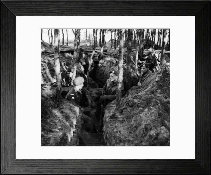 Framed Print : Infantry of the 1st Battalion The Suffolks in the dugouts on the banks of the River Ms Framed Print : Infantry of the 1st Battalion The Suffolks in the dugouts on the banks of the River Ms