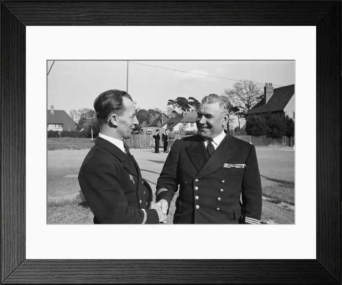 Framed Print : Un-named Free French Naval officers at their barracks in Southern England 5th May 1944
