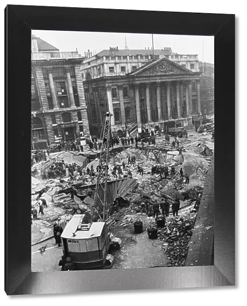 Bomb damage to the Bank underground station, London during the night of 11th