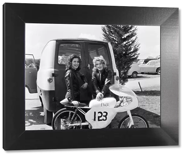 Beryl Swain and Ceri Dundas-Slater motorcycle road racers competing in the 50cc