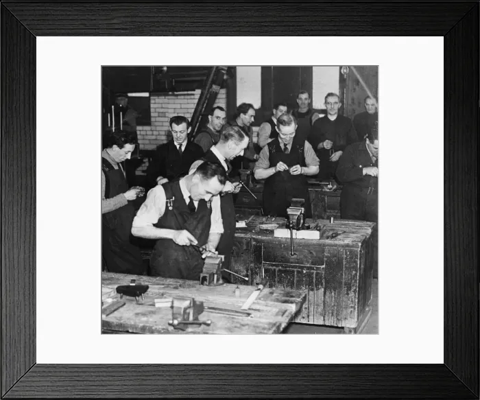 Framed Print : Young miners who have been unable to follow their trade training at the North East marine