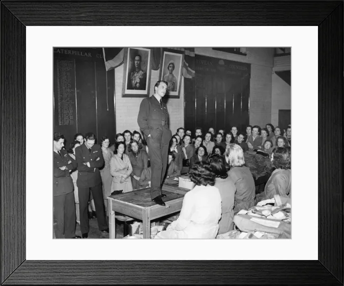 Framed Print : Fighter pilots of the Royal Air Force whose lives were saved by parachutes make a visit