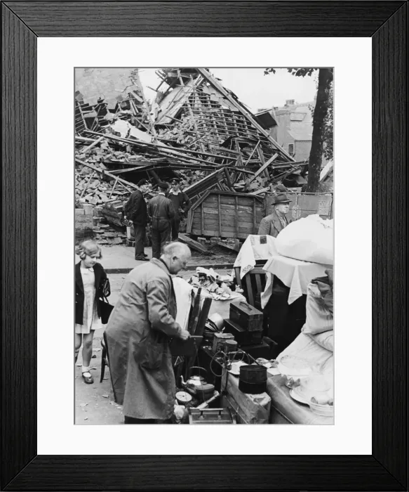 Framed Print : Bomb damage to St. Benedicts Road in Birmingham during Second World War Framed Print : Bomb damage to St. Benedicts Road in Birmingham during Second World War