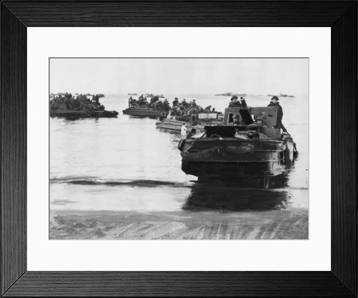 Framed Print : Landing craft carrying British troops near Nettuno. Picture Framed Print : Landing craft carrying British troops near Nettuno. Picture