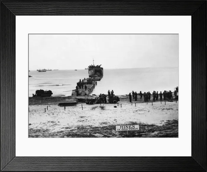 Framed Print : Tanks unloading from a landing craft at Nettuno. 5th February 1944