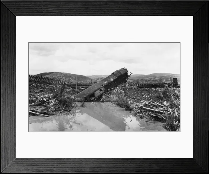 Framed Print : Destroyed railway coach south of Florence. 21st July 1944 Framed Print : Destroyed railway coach south of Florence. 21st July 1944