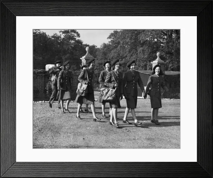Framed Print : Picture shows Mrs Challice, from Canada, along with twins Joanne and Shelley