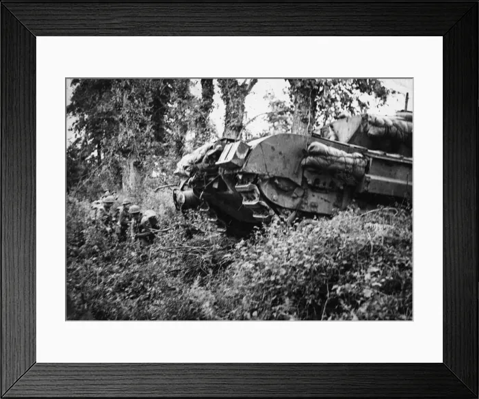 Framed Print : The British attack between Tilly and Caen in Normandy, Northern France is being fiercely Framed Print : The British attack between Tilly and Caen in Normandy, Northern France is being fiercely