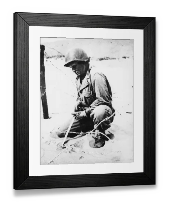 Framed Print : Sgt. Paul L. Feitag probes for mines with a bayonet in Italy. 23rd May 1944 Framed Print : Sgt. Paul L. Feitag probes for mines with a bayonet in Italy. 23rd May 1944