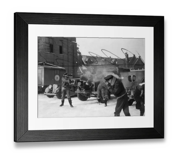 Framed Print : Royal Airforce Train Busting pilots find time to play snowballs