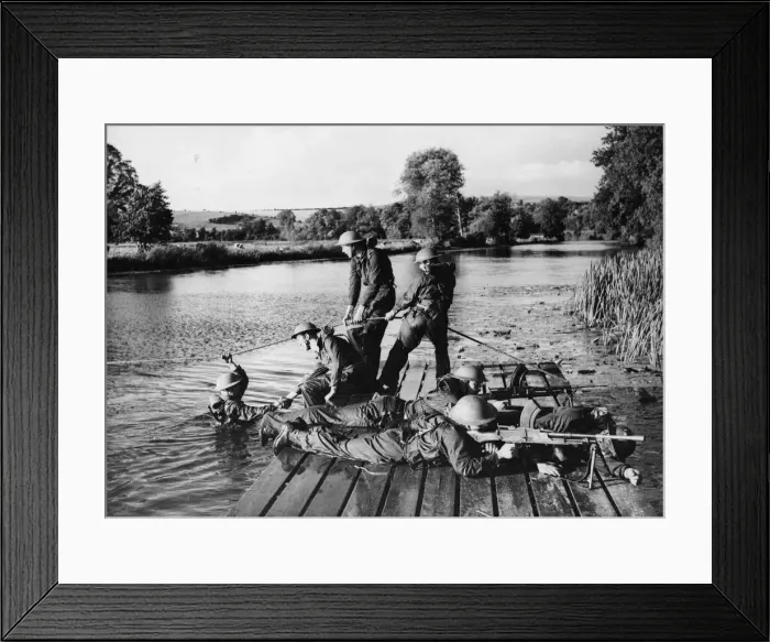 Framed Print : Swimming is regarded as on essential part of military training Framed Print : Swimming is regarded as on essential part of military training