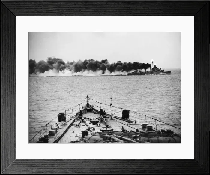 Framed Print : Smoke screen put up by US destroyers whilst circling HMS Enterprise Framed Print : Smoke screen put up by US destroyers whilst circling HMS Enterprise
