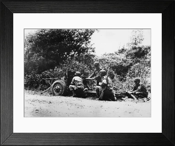 Framed Print : Anti-tank gun crew near Saint-Georges, France. July 1st 1944 Framed Print : Anti-tank gun crew near Saint-Georges, France. July 1st 1944