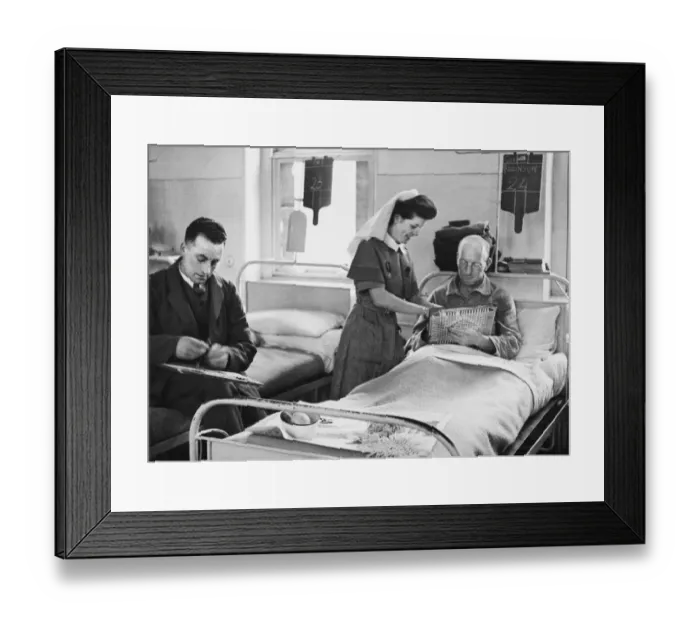 Framed Print : British military hospital. Sister Y. Fletcher watching her patients Framed Print : British military hospital. Sister Y. Fletcher watching her patients
