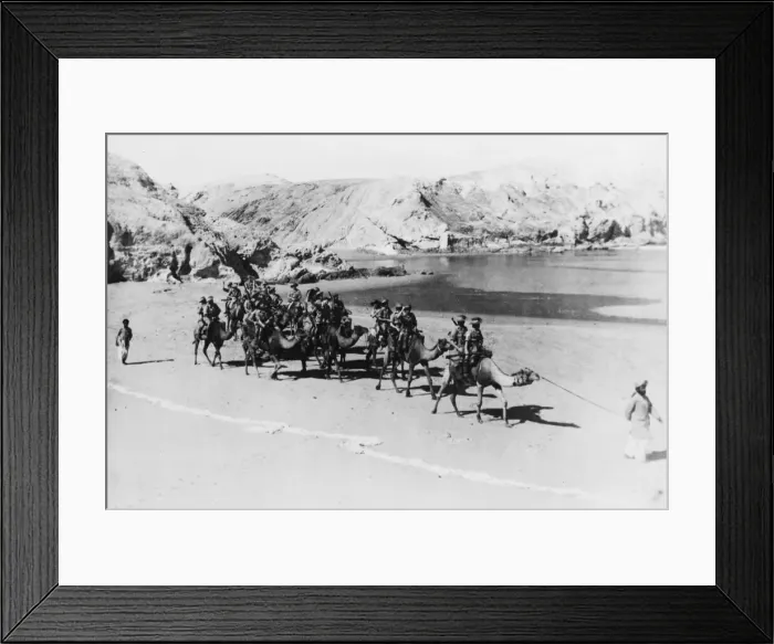 Framed Print : British soldiers with Indian fishermen and camels. 3rd March 1944 Framed Print : British soldiers with Indian fishermen and camels. 3rd March 1944