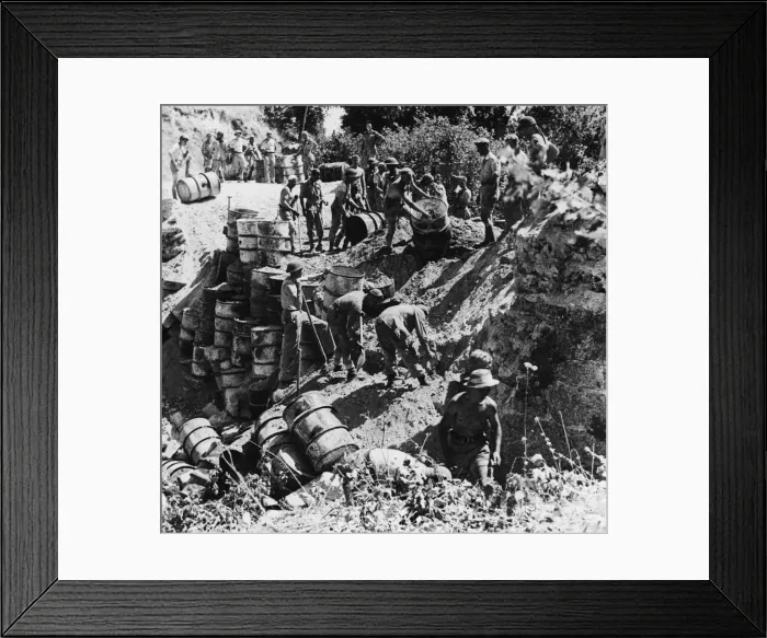 Framed Print : Royal Canadian Service Corps moving oil in Sicily. 24th August 1943