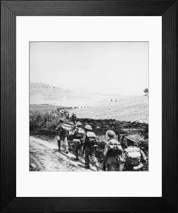 Framed Print : Troops leave Cantenuova during WWII. 17th August 1943 Framed Print : Troops leave Cantenuova during WWII. 17th August 1943