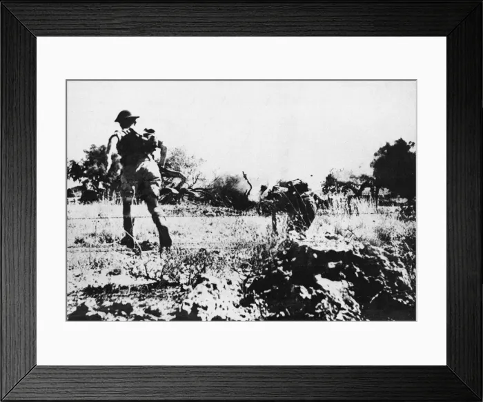 Framed Print : British infantry attack a German 88mm gun position in East Sicily. 6th August 1943 Framed Print : British infantry attack a German 88mm gun position in East Sicily. 6th August 1943