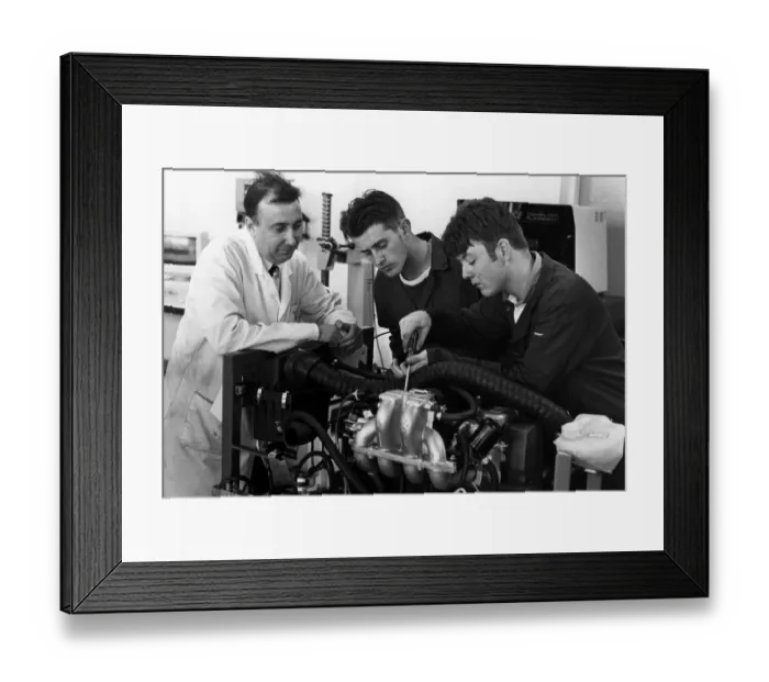 Framed Print : Alan Baker (left) with students Dave Banks (centre) and Gary Lewis Framed Print : Alan Baker (left) with students Dave Banks (centre) and Gary Lewis