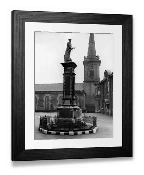 Framed Print : The war memorial and parish church, Prescot, Knowsley, Merseyside. February 1958 Framed Print : The war memorial and parish church, Prescot, Knowsley, Merseyside. February 1958