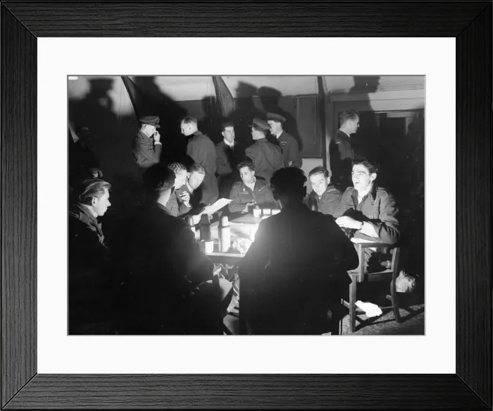 Framed Print : Halifax Bomber crew who took part in raid on Frankfurt, Germany Framed Print : Halifax Bomber crew who took part in raid on Frankfurt, Germany