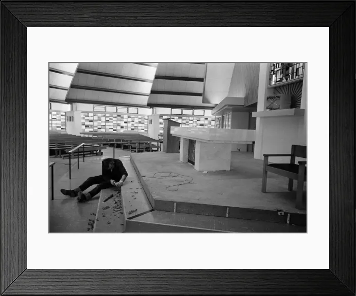 Framed Print : Finishing touches to St Patrick Roman Catholic Church, Deedmore Road, Wood End, Coventry Framed Print : Finishing touches to St Patrick Roman Catholic Church, Deedmore Road, Wood End, Coventry
