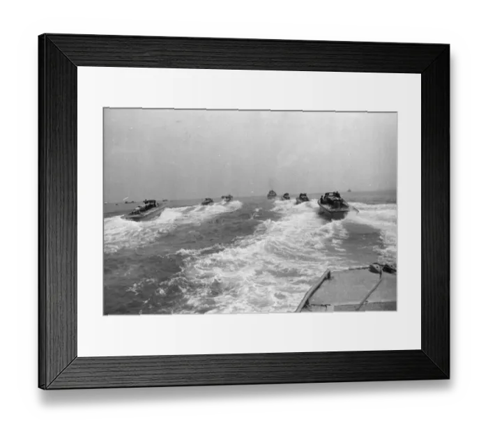 Framed Print : The Landing Craft Personnel or LCP speed towards their rendezvous