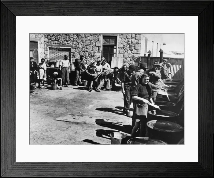 Framed Print : Yugoslav people settle down to life in a refugee camp operated by the United Nations Framed Print : Yugoslav people settle down to life in a refugee camp operated by the United Nations