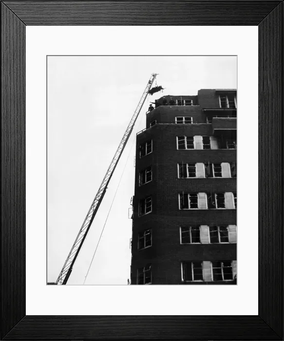 Framed Print : Buzz bomb raid on Berkeley Square, London. A buzz-bomb fell on a large building Framed Print : Buzz bomb raid on Berkeley Square, London. A buzz-bomb fell on a large building