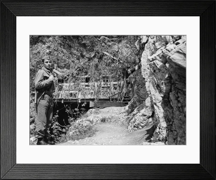 Framed Print : Situated as it, this cabin in which the partisan General Marshal Tito lives Framed Print : Situated as it, this cabin in which the partisan General Marshal Tito lives