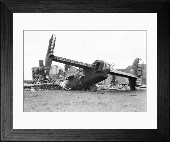 Framed Print : A bomber aircraft, crash landed somewhere in England Picture taken 17th Framed Print : A bomber aircraft, crash landed somewhere in England Picture taken 17th