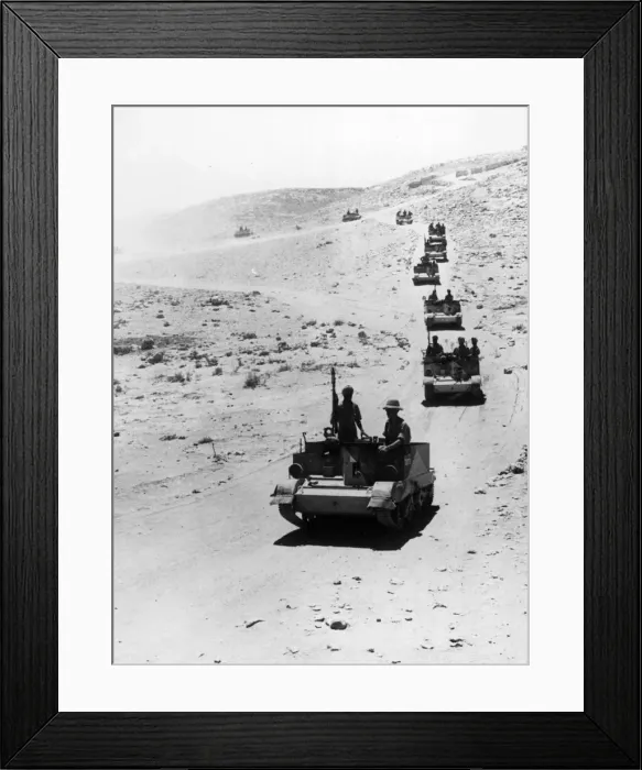 Framed Print : Indian Bren Gun carriers, manned by a famous Sikh Regiment, in the Western Desert