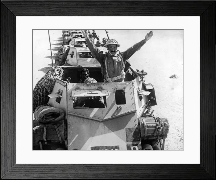 Framed Print : Allied armoured troop transports. The N. C. O. of the troop of eight carriers giving