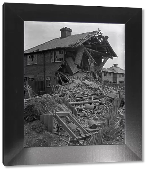 The remains of a house in Birches Green, Birmingham after receiving a direct hit during a