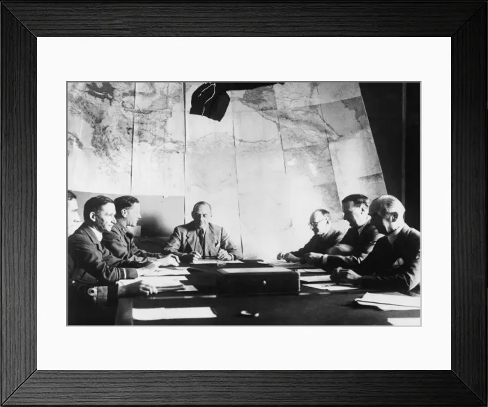 Framed Print : The Middle East War Council in session in Cairo. At the head of the table Framed Print : The Middle East War Council in session in Cairo. At the head of the table