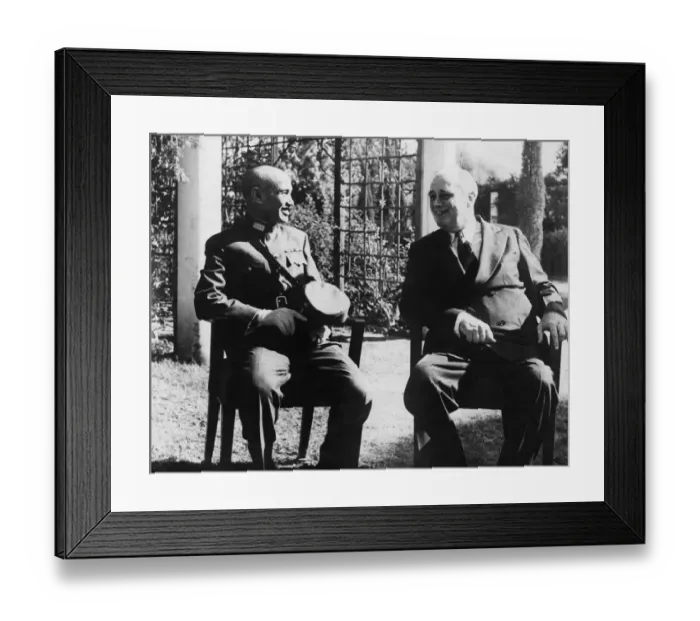 Framed Print : President Roosevelt and Generalissimo Chiang Kai-shek at Casablanca conference