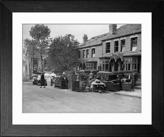 Framed Print : Householders removing furniture from their bomb damage homes in Smallheath