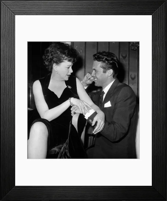 Framed Print : Judy Garland and Dirk Bogarde in London. 1969 Framed Print : Judy Garland and Dirk Bogarde in London. 1969