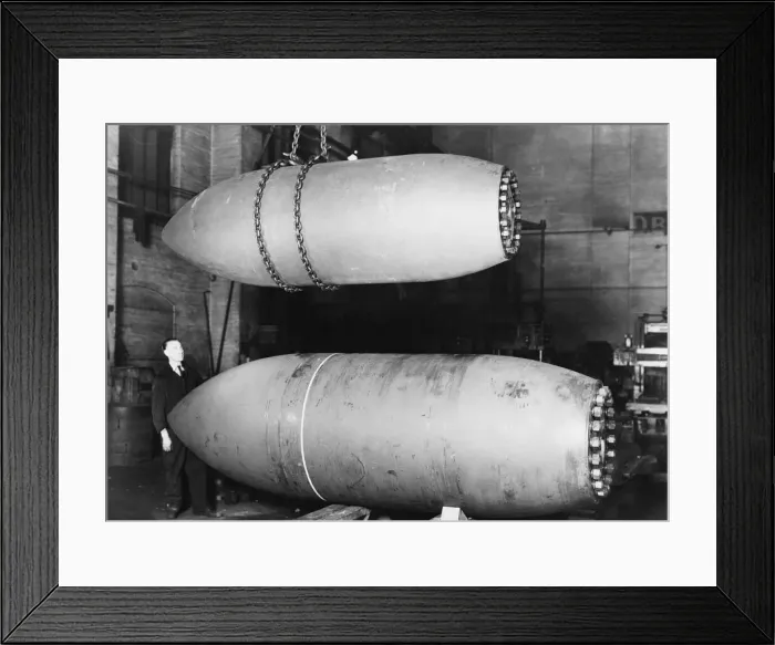 Framed Print : The type of 12, 000 lb bomb that sank the Tirpitz compared with the new 22 Framed Print : The type of 12, 000 lb bomb that sank the Tirpitz compared with the new 22