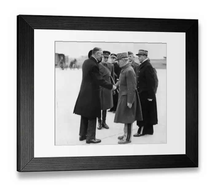 Framed Print : British Prime Minister Neville Chamberlain pays a visit to the soldiers of the British