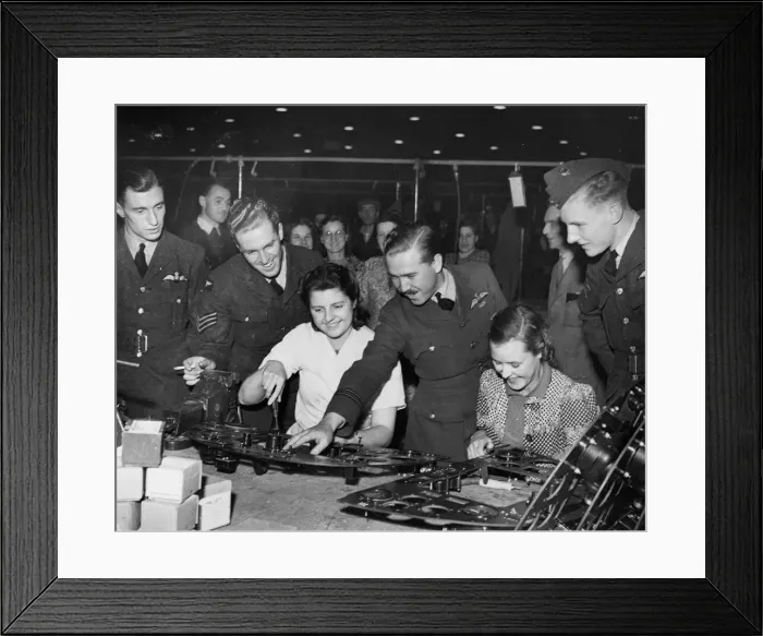 Framed Print : Members of an aircraft factory who recently visited an RAF Squadron Framed Print : Members of an aircraft factory who recently visited an RAF Squadron